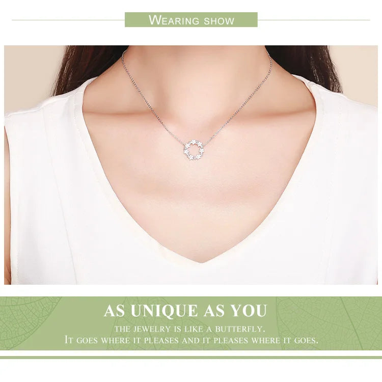 Elegant 925 Sterling Silver Shining Stackable Star Round Shape Pendants Necklaces Women Wedding Jewelry Collar BSN028