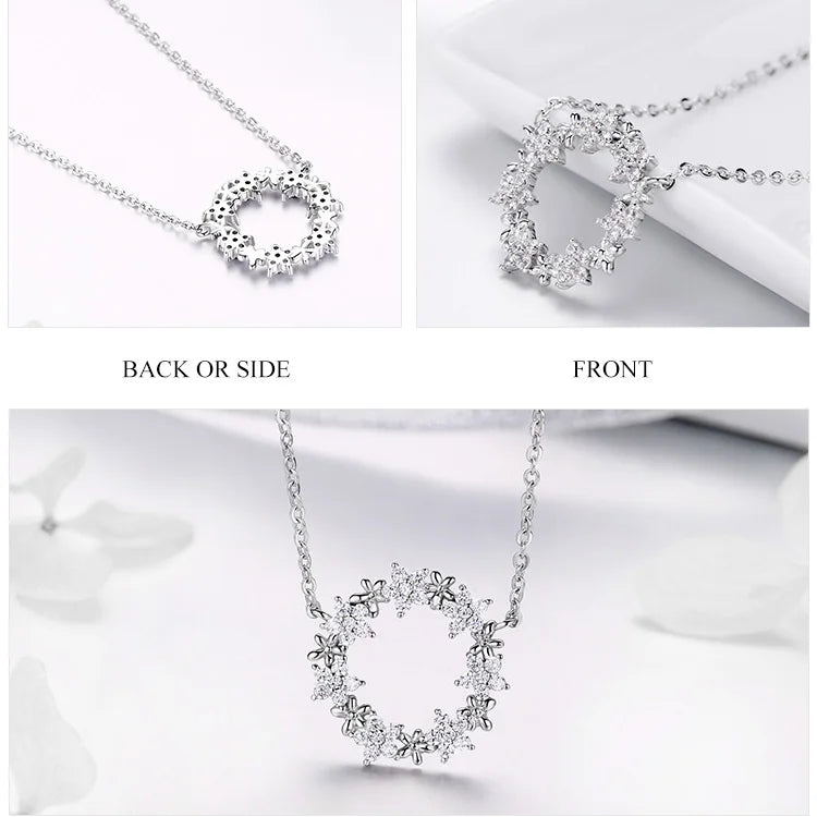 Elegant 925 Sterling Silver Shining Stackable Star Round Shape Pendants Necklaces Women Wedding Jewelry Collar BSN028