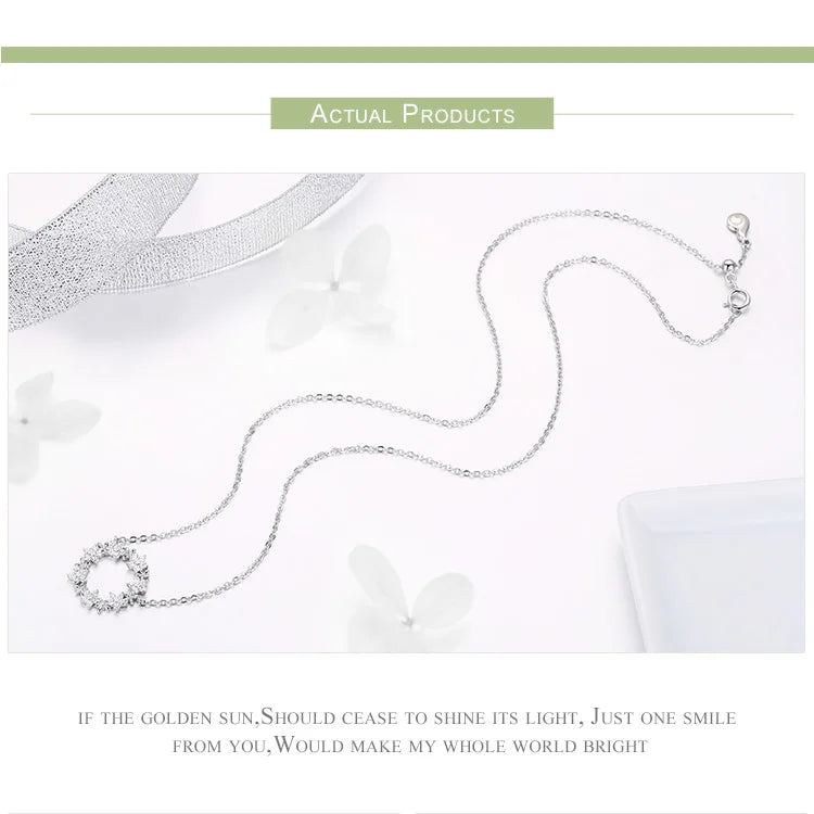 Elegant 925 Sterling Silver Shining Stackable Star Round Shape Pendants Necklaces Women Wedding Jewelry Collar BSN028