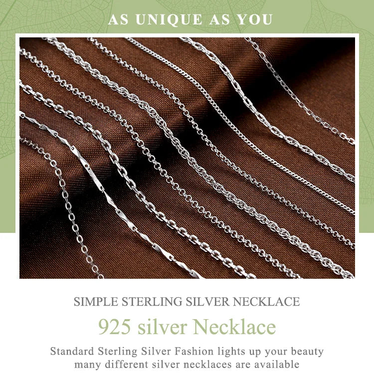 Classic Basic Chain 100% 925 Sterling Silver Lobster Clasp Adjustable Necklace Chain Fashion Jewelry for Women