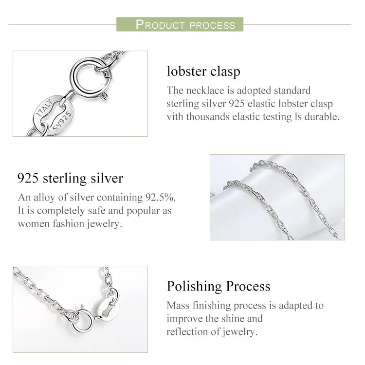 Classic Basic Chain 100% 925 Sterling Silver Lobster Clasp Adjustable Necklace Chain Fashion Jewelry for Women