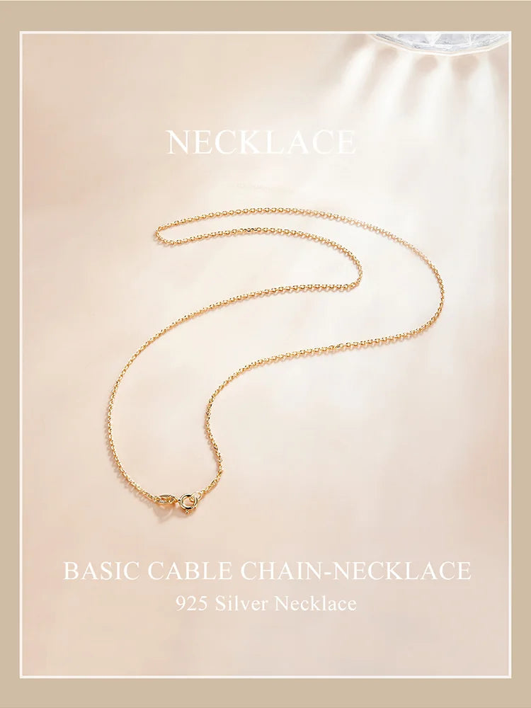 Classic Basic Chain 100% 925 Sterling Silver Lobster Clasp Adjustable Necklace Chain Fashion Jewelry for Women
