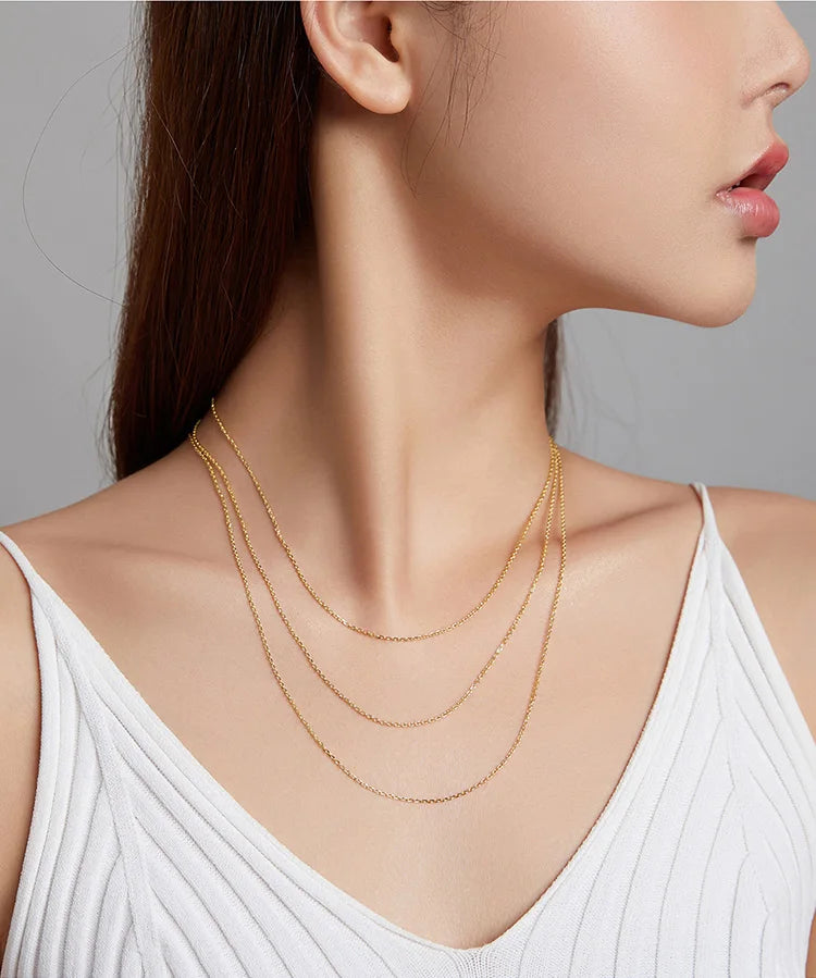 Classic Basic Chain 100% 925 Sterling Silver Lobster Clasp Adjustable Necklace Chain Fashion Jewelry for Women