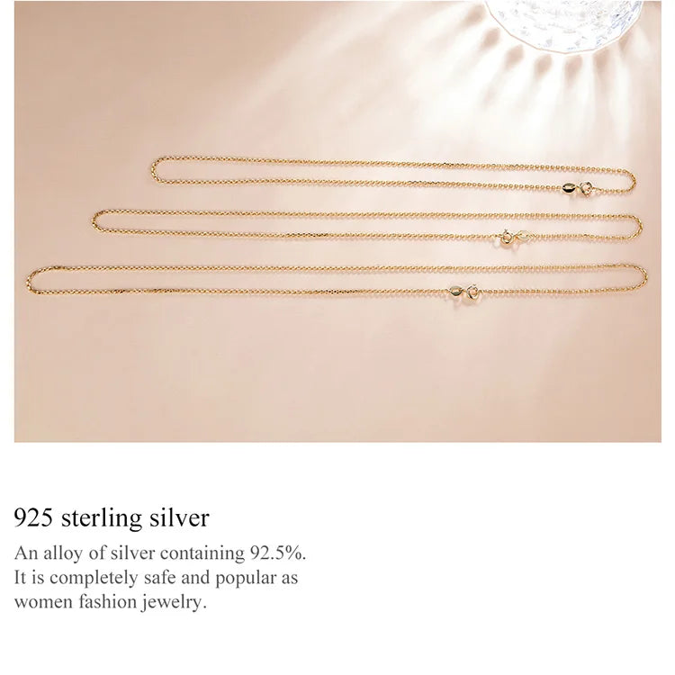 Classic Basic Chain 100% 925 Sterling Silver Lobster Clasp Adjustable Necklace Chain Fashion Jewelry for Women