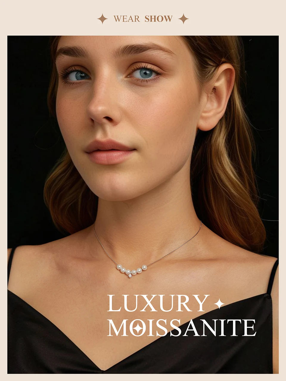 Elegant Moissanite Pearl Pendant Necklace For Women Wedding Party 925 Sterling Silver with White Gold Plating Jewelry