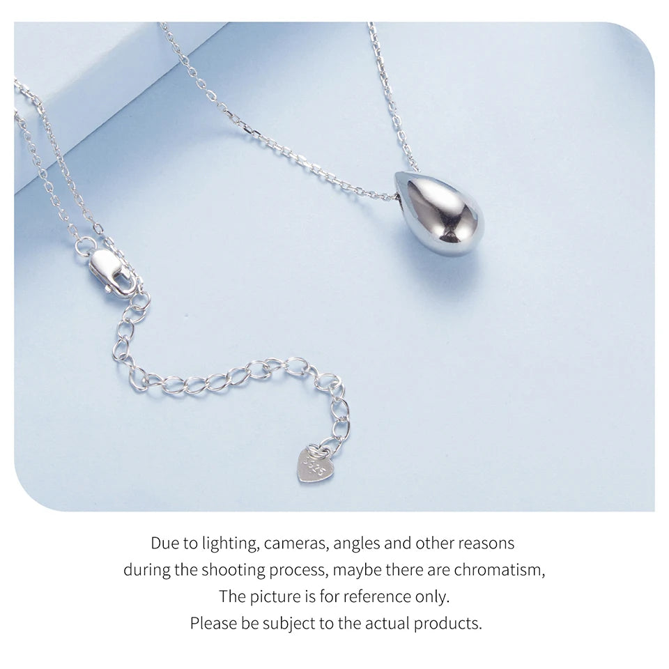 Solid 925 Sterling Silver Dainty Pear Pendant Necklace for Women, White Gold Plated Teardrop Pendant Necklaces