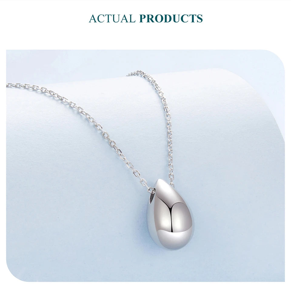 Solid 925 Sterling Silver Dainty Pear Pendant Necklace for Women, White Gold Plated Teardrop Pendant Necklaces