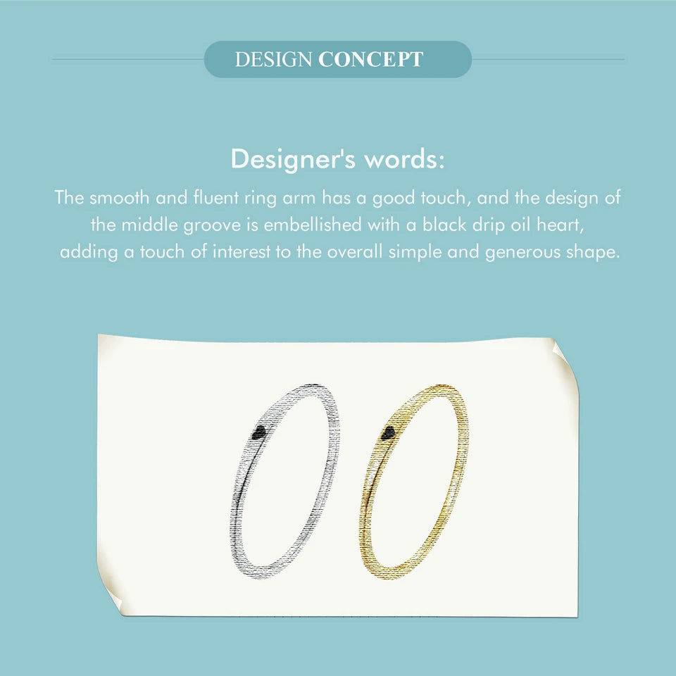 925 Sterling Silver Simple Carve Heart Wedding Band Stackable Promise Ring for Her 2 Colors Size 5-10