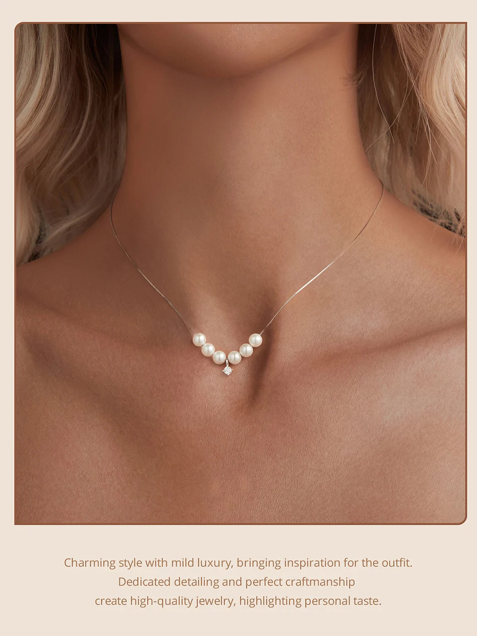 Elegant Moissanite Pearl Pendant Necklace For Women Wedding Party 925 Sterling Silver with White Gold Plating Jewelry