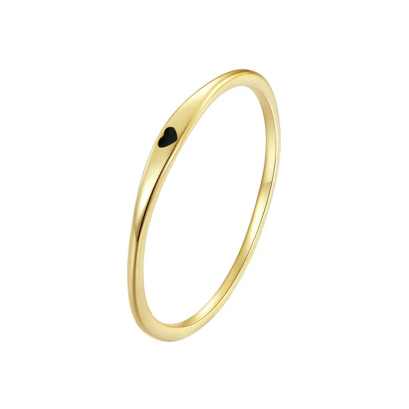 925 Sterling Silver Simple Carve Heart Wedding Band Stackable Promise Ring for Her 2 Colors Size 5-10