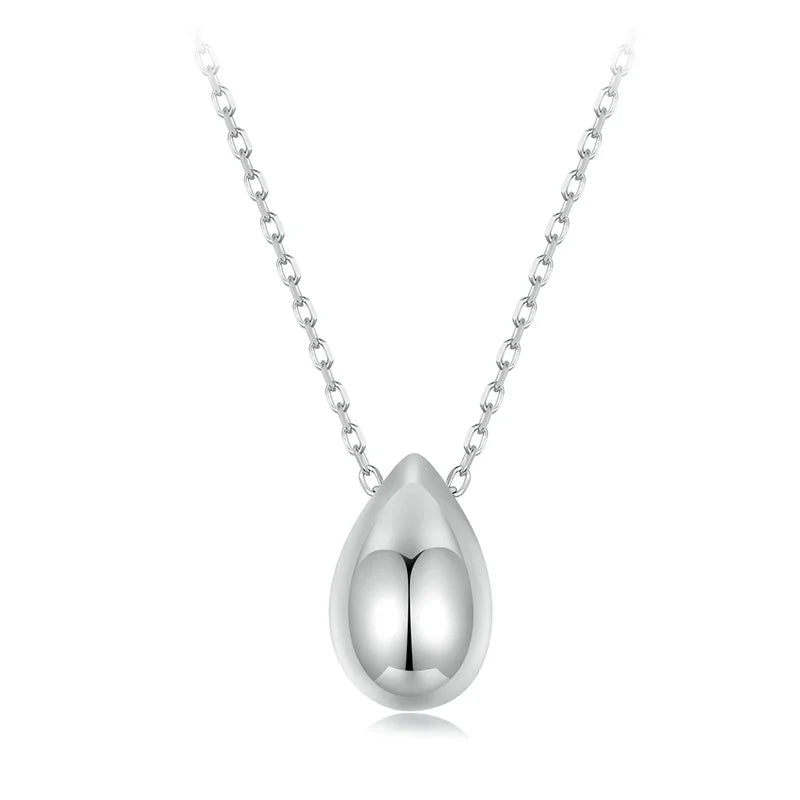 Solid 925 Sterling Silver Dainty Pear Pendant Necklace for Women, White Gold Plated Teardrop Pendant Necklaces