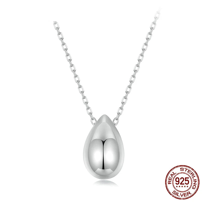 Solid 925 Sterling Silver Dainty Pear Pendant Necklace for Women, White Gold Plated Teardrop Pendant Necklaces