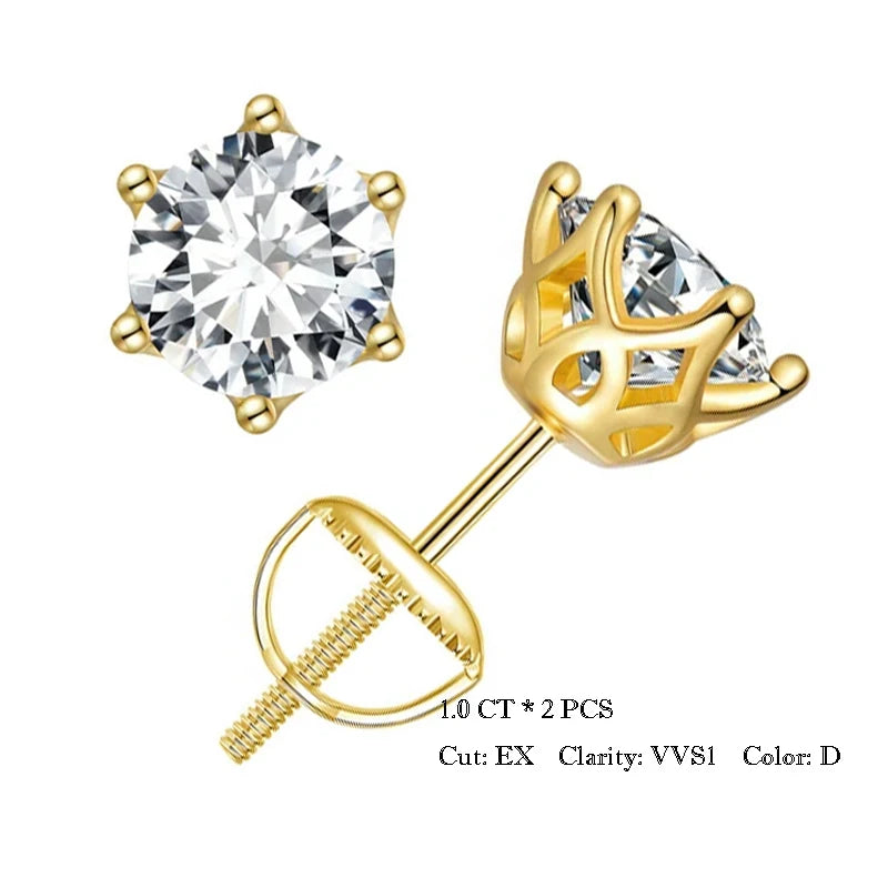 Moissanite Wedding Stud Earrings, White Gold Plated Brilliant Round Cut Lab Created Diamond 925 Silver Earrings for Women
