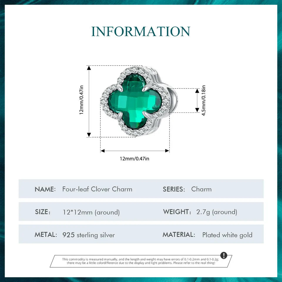 100%925 Sterling Silver Four-Leaf Clover Pendant Charm For Women Fit Bracelet DIY Necklace Jewelry Birthday Party Gift