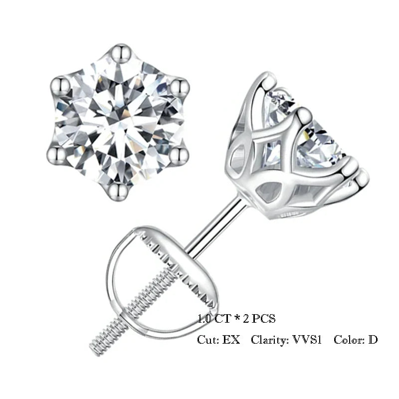 Moissanite Wedding Stud Earrings, White Gold Plated Brilliant Round Cut Lab Created Diamond 925 Silver Earrings for Women