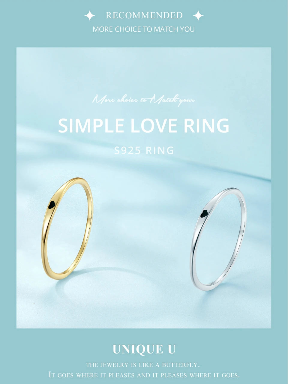 925 Sterling Silver Simple Carve Heart Wedding Band Stackable Promise Ring for Her 2 Colors Size 5-10