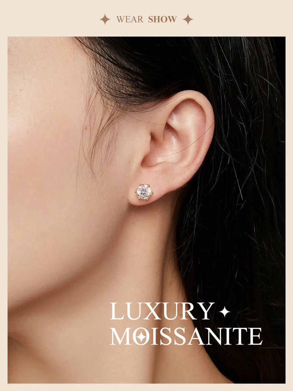 Moissanite Wedding Stud Earrings, White Gold Plated Brilliant Round Cut Lab Created Diamond 925 Silver Earrings for Women
