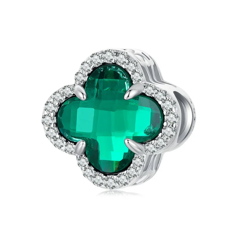 100%925 Sterling Silver Four-Leaf Clover Pendant Charm For Women Fit Bracelet DIY Necklace Jewelry Birthday Party Gift