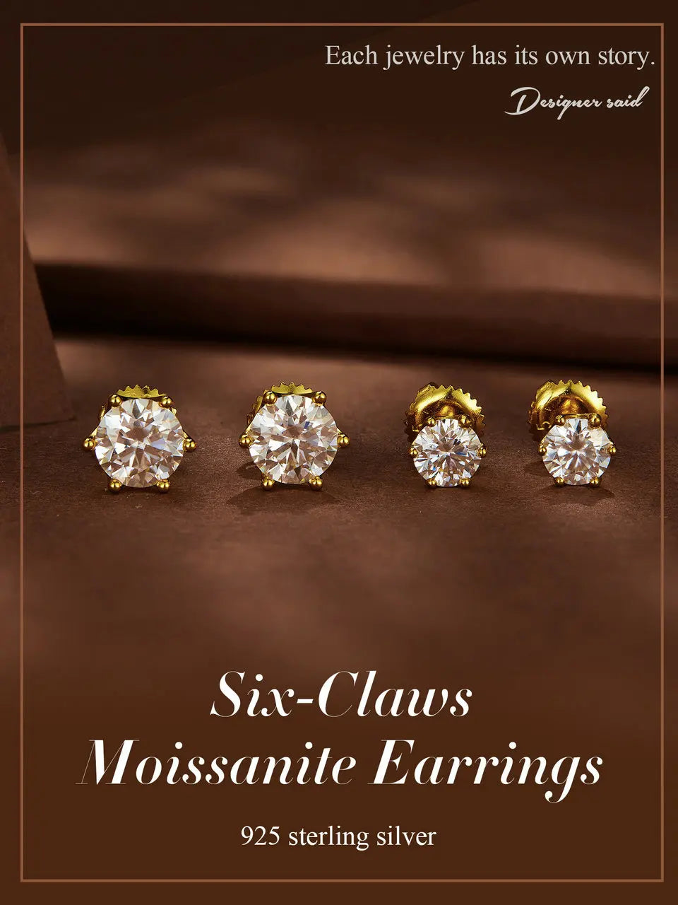 Moissanite Wedding Stud Earrings, White Gold Plated Brilliant Round Cut Lab Created Diamond 925 Silver Earrings for Women