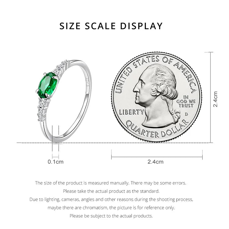 925 Sterling Silver Simple Gemstone Ring for Women Green Zirconium Ring Fine Jewelry Wedding Bridal Wedding Gift BSR265