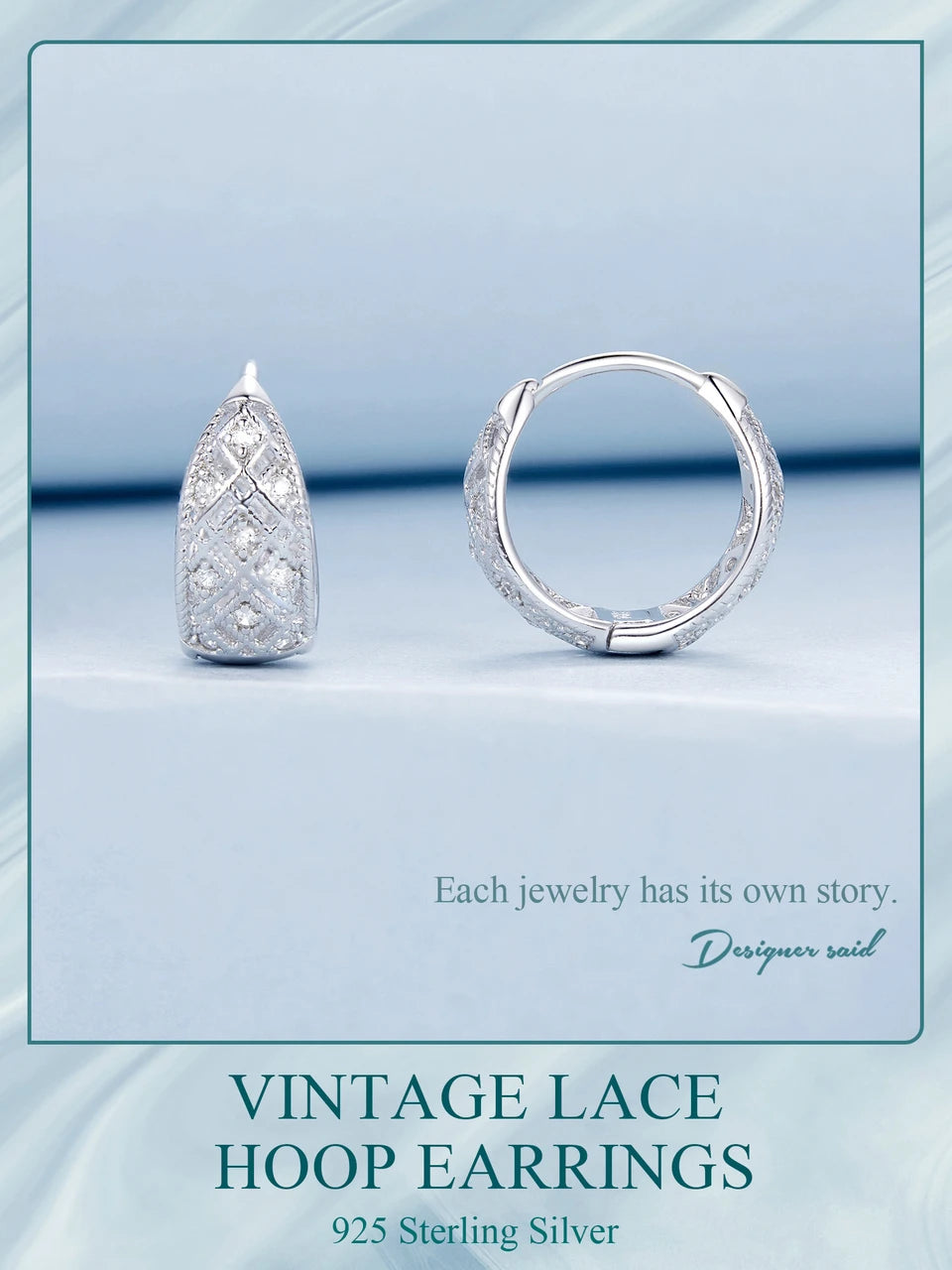 Hollow Lace Huggie Hoop Earrings 925 Sterling Silver CZ Hypoallergenic Ear Buckles for Women Jewelry Gift BSE1035