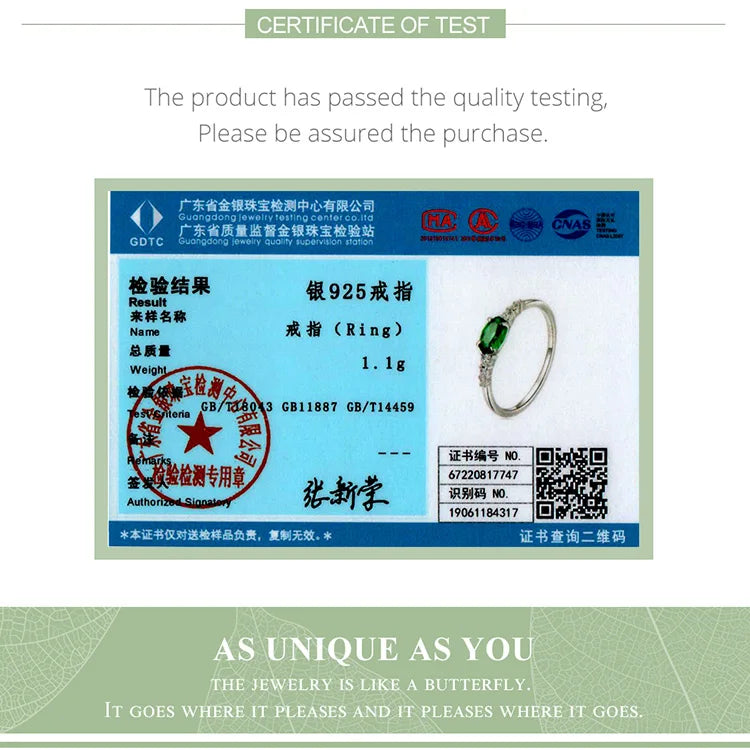 925 Sterling Silver Simple Gemstone Ring for Women Green Zirconium Ring Fine Jewelry Wedding Bridal Wedding Gift BSR265