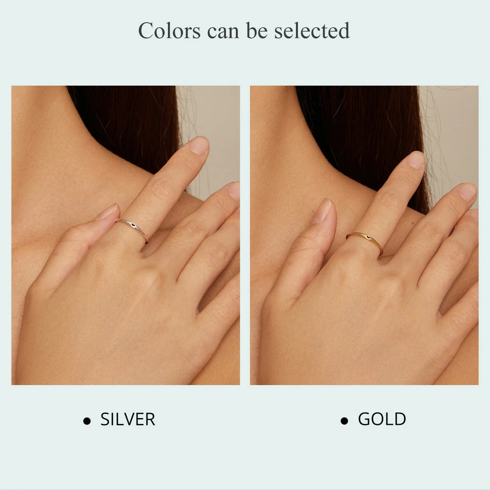 925 Sterling Silver Simple Carve Heart Wedding Band Stackable Promise Ring for Her 2 Colors Size 5-10