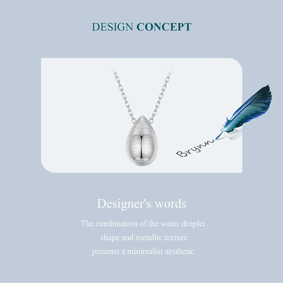 Solid 925 Sterling Silver Dainty Pear Pendant Necklace for Women, White Gold Plated Teardrop Pendant Necklaces