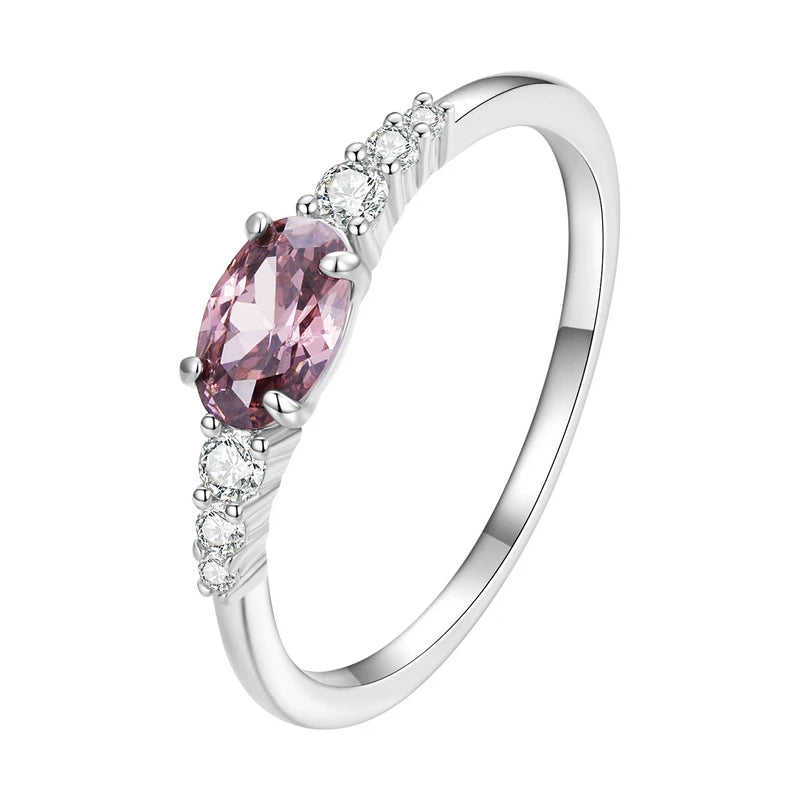 925 Sterling Silver Simple Gemstone Ring for Women Green Zirconium Ring Fine Jewelry Wedding Bridal Wedding Gift BSR265