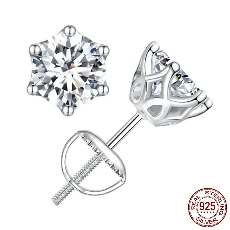 Moissanite Wedding Stud Earrings, White Gold Plated Brilliant Round Cut Lab Created Diamond 925 Silver Earrings for Women