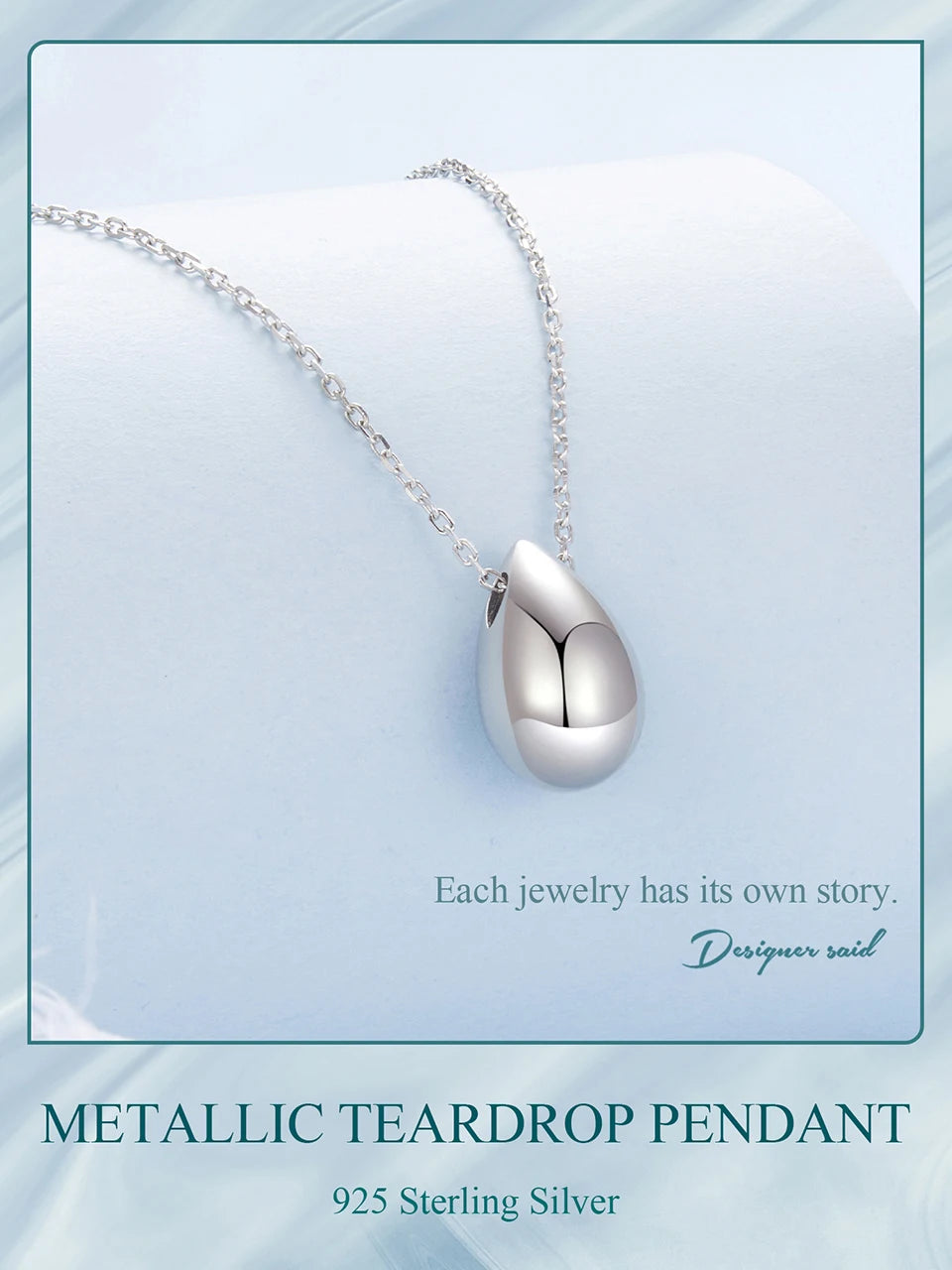 Solid 925 Sterling Silver Dainty Pear Pendant Necklace for Women, White Gold Plated Teardrop Pendant Necklaces