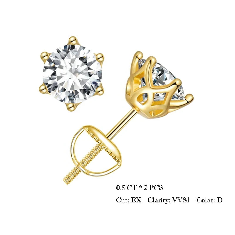Moissanite Wedding Stud Earrings, White Gold Plated Brilliant Round Cut Lab Created Diamond 925 Silver Earrings for Women
