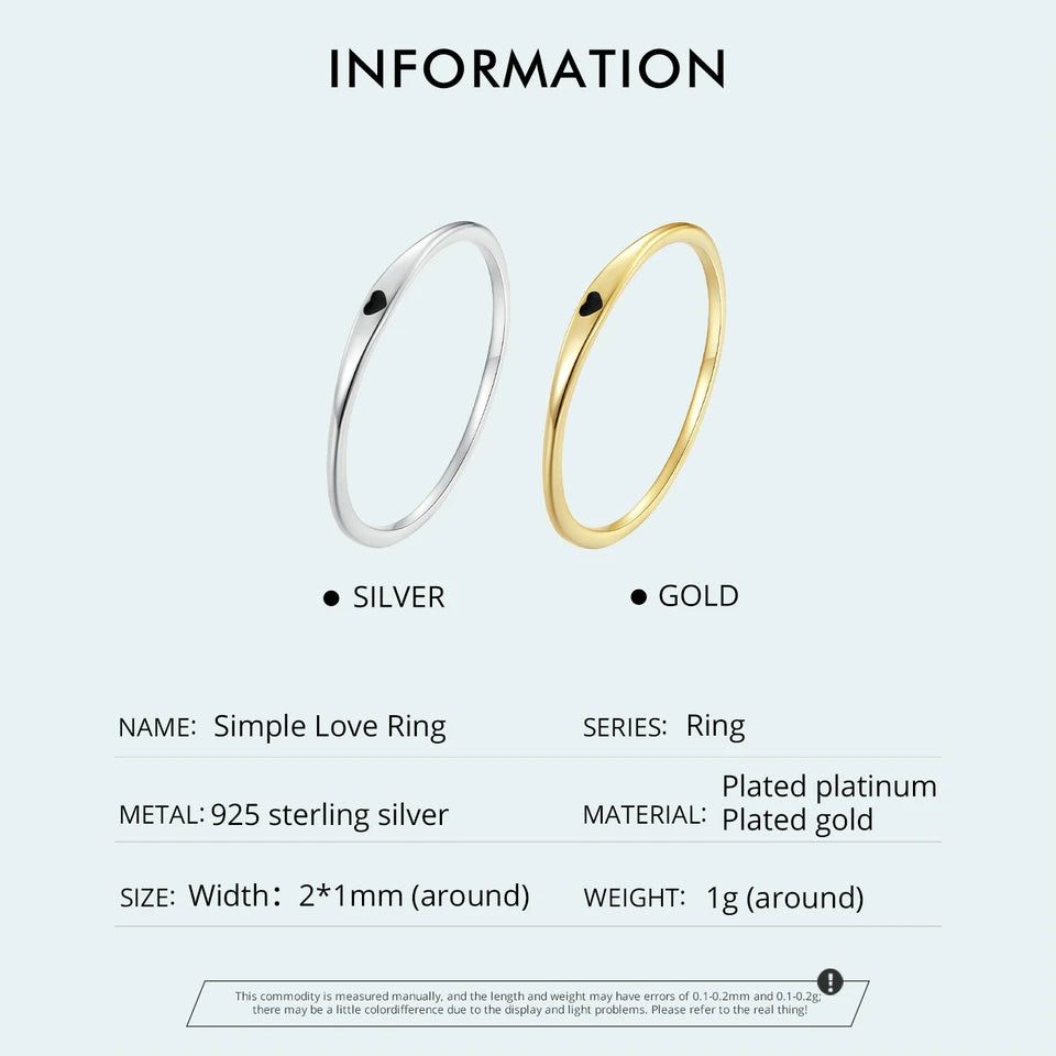 925 Sterling Silver Simple Carve Heart Wedding Band Stackable Promise Ring for Her 2 Colors Size 5-10