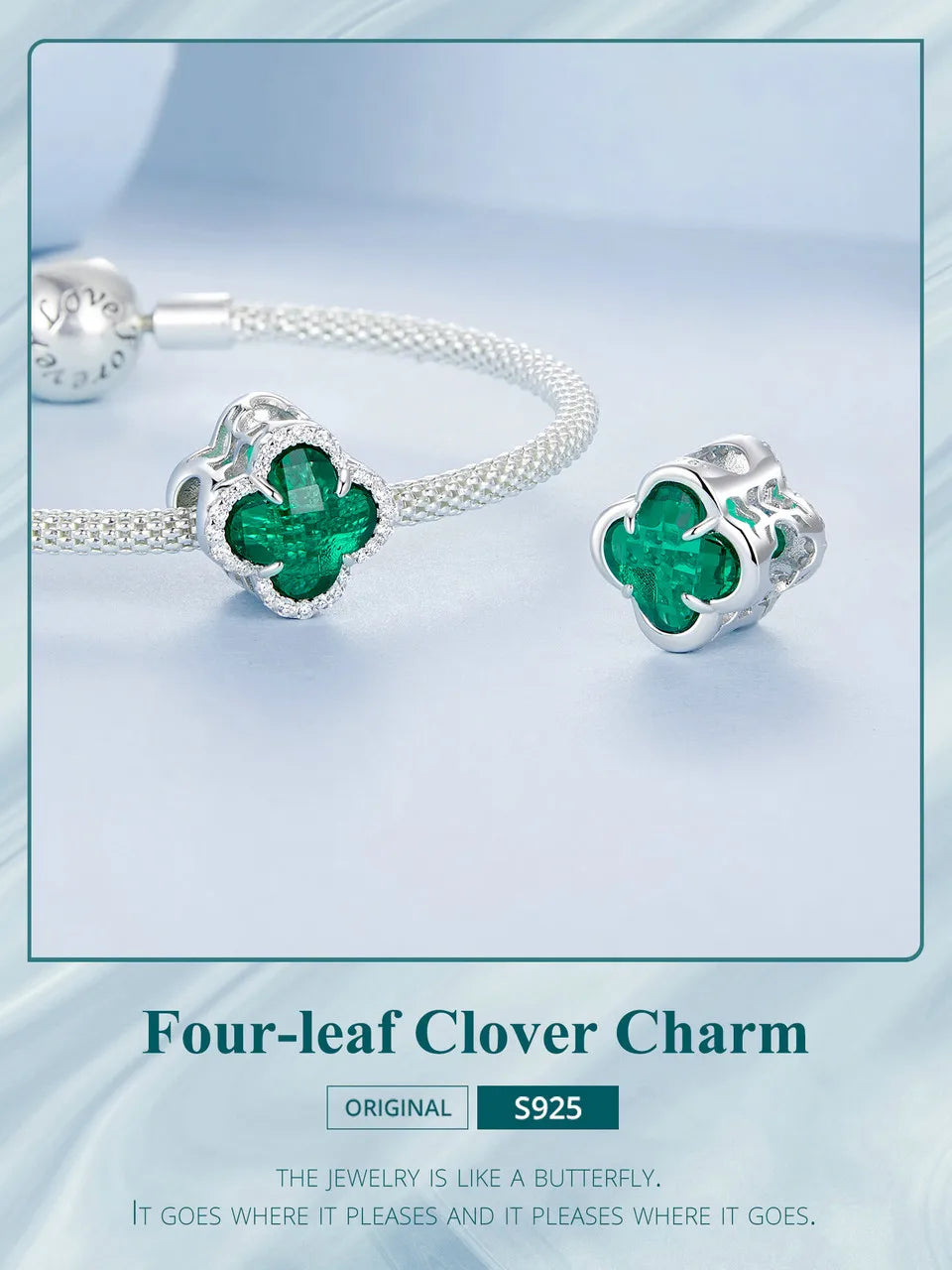 100%925 Sterling Silver Four-Leaf Clover Pendant Charm For Women Fit Bracelet DIY Necklace Jewelry Birthday Party Gift