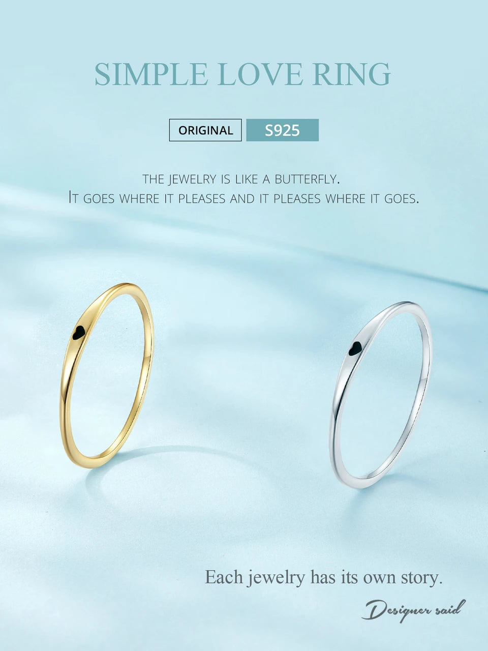 925 Sterling Silver Simple Carve Heart Wedding Band Stackable Promise Ring for Her 2 Colors Size 5-10