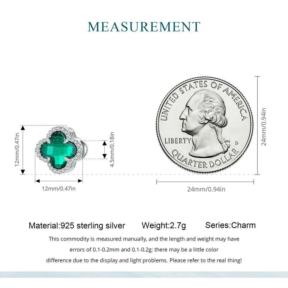 100%925 Sterling Silver Four-Leaf Clover Pendant Charm For Women Fit Bracelet DIY Necklace Jewelry Birthday Party Gift