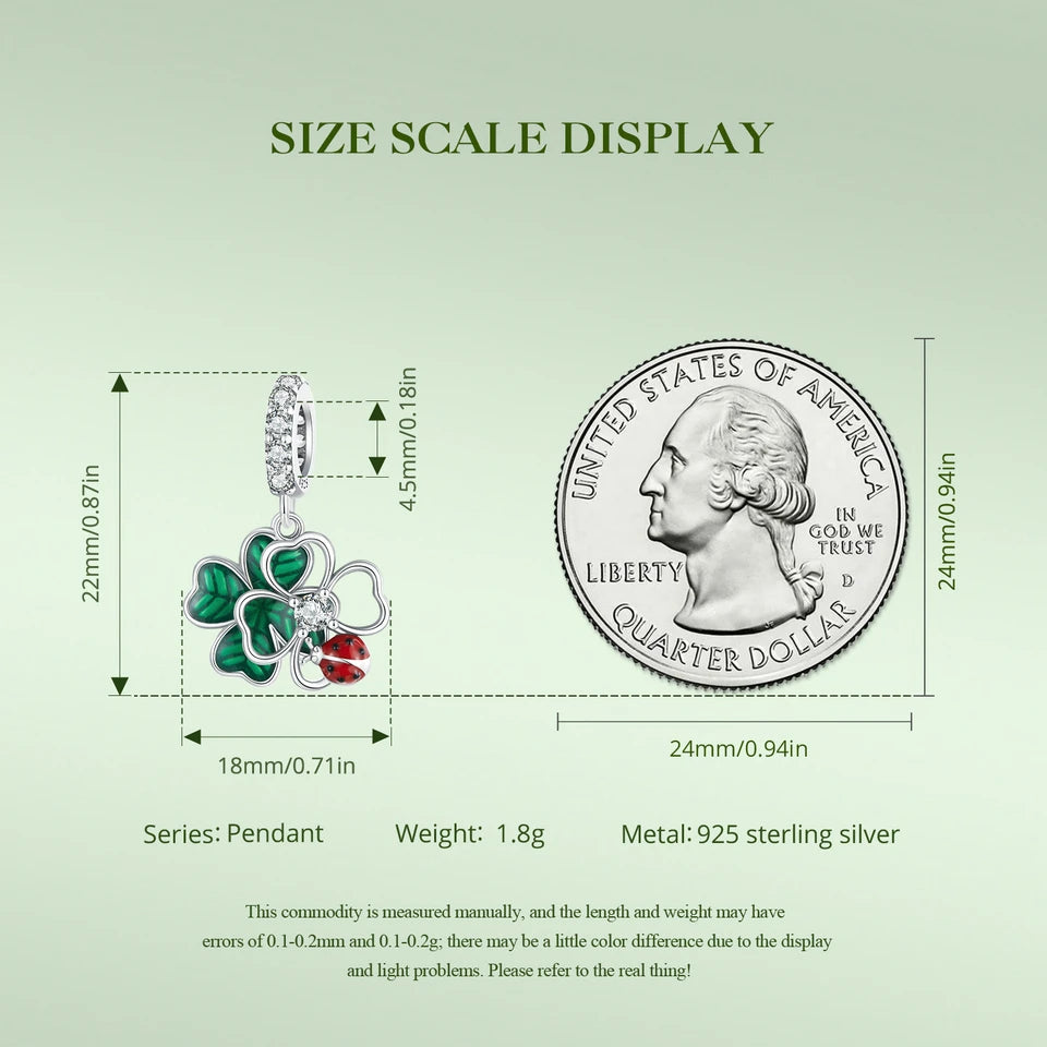 100%925 Sterling Silver Four-Leaf Clover Pendant Charm For Women Fit Bracelet DIY Necklace Jewelry Birthday Party Gift